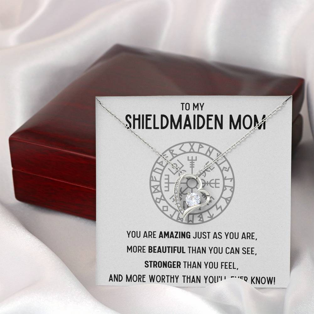 TO MY SHIELDMAIDEN MOM "WORTHY" HEART NECKLACE GIFT SET - ON CLOUD NINE GIFTS