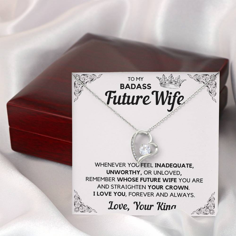 TO MY BADASS FUTURE WIFE CROWN HEART NECKLACE GIFT SET - ON CLOUD NINE GIFTS