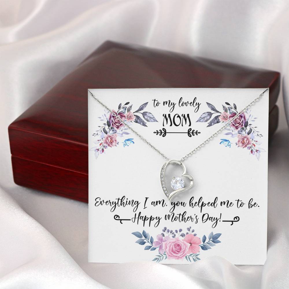 TO MY LOVELY MOM "EVERYTHING I AM PB" HEART NECKLACE GIFT SET - ON CLOUD NINE GIFTS