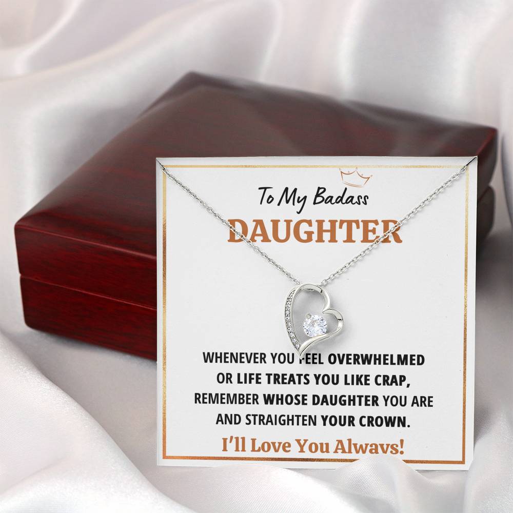 TO MY BADASS DAUGHTER "CRAP - WHITE" HEART NECKLACE GIFT SET - ON CLOUD NINE GIFTS