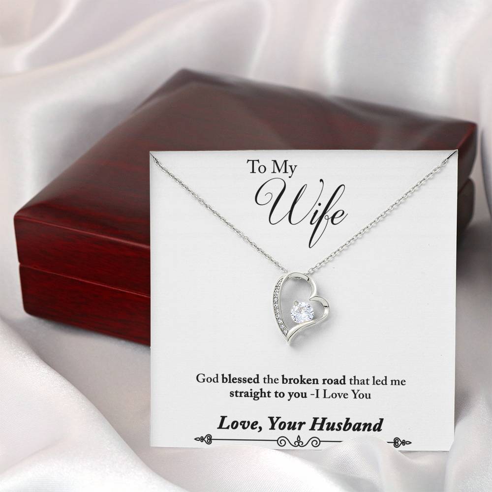 TO MY WIFE "BROKEN ROAD - SO" HEART NECKLACE GIFT SET - ON CLOUD NINE GIFTS