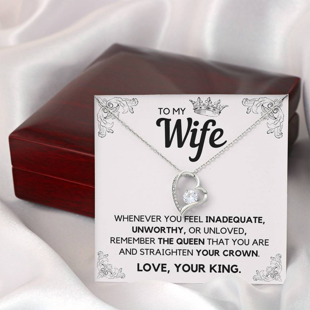 TO MY WIFE QUEEN HEART NECKLACE GIFT SET - ON CLOUD NINE GIFTS
