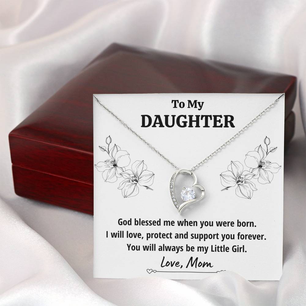 TO MY DAUGHTER FROM MOM "LITTLE GIRL" HEART NECKLACE GIFT SET - ON CLOUD NINE GIFTS
