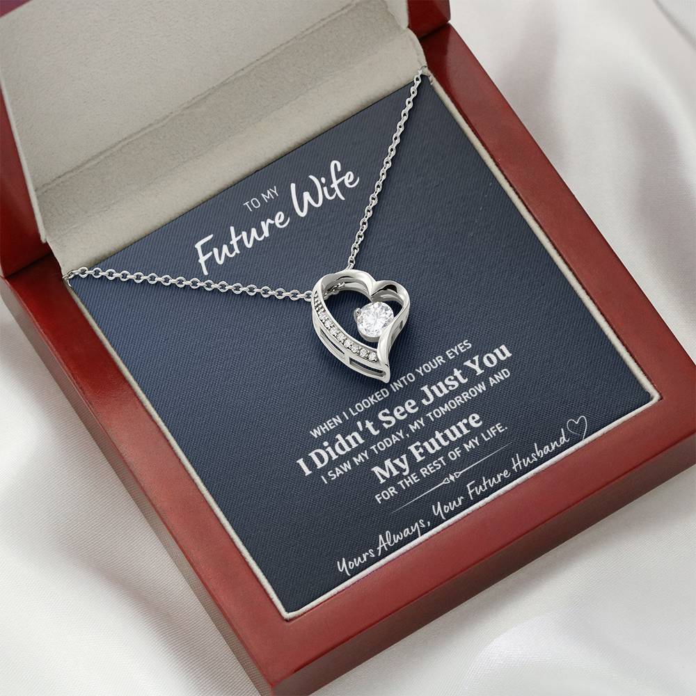 TO MY FUTURE WIFE "LOOKED INTO YOUR EYES" HEART NECKLACE GIFT SET - ON CLOUD NINE GIFTS