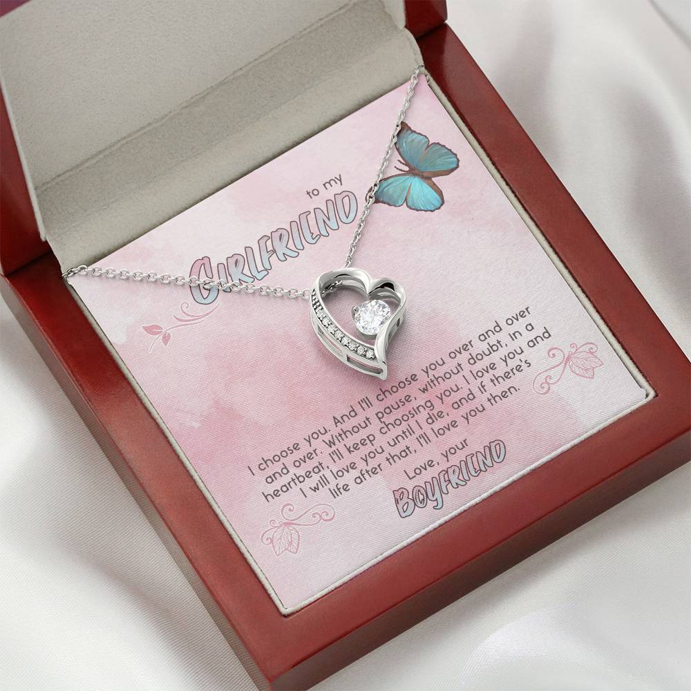 TO MY GIRLFRIEND "CHOOSE" HEART NECKLACE GIFT SET - ON CLOUD NINE GIFTS