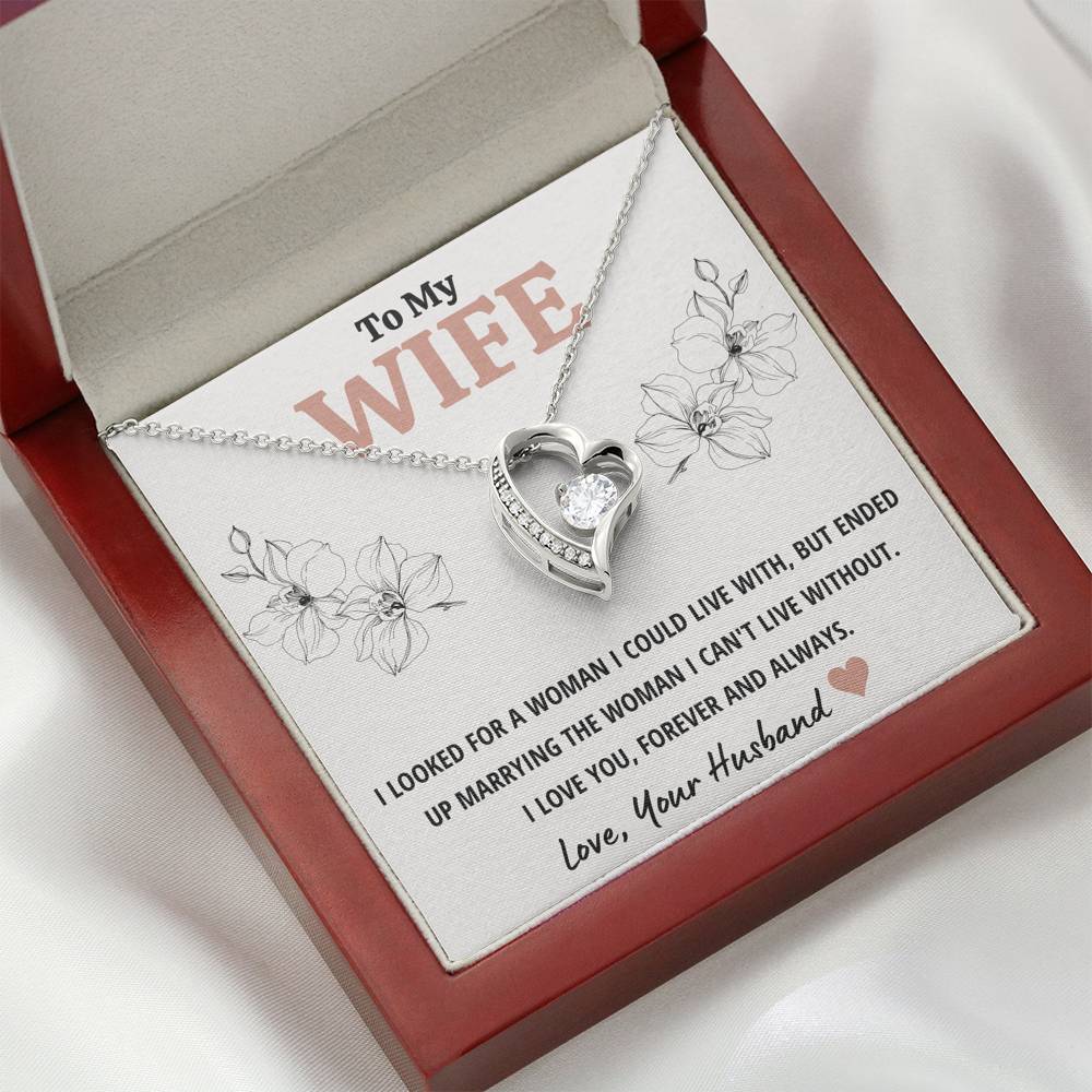 TO MY WIFE "CAN'T LIVE WITHOUT" HEART NECKLACE GIFT SET - ON CLOUD NINE GIFTS