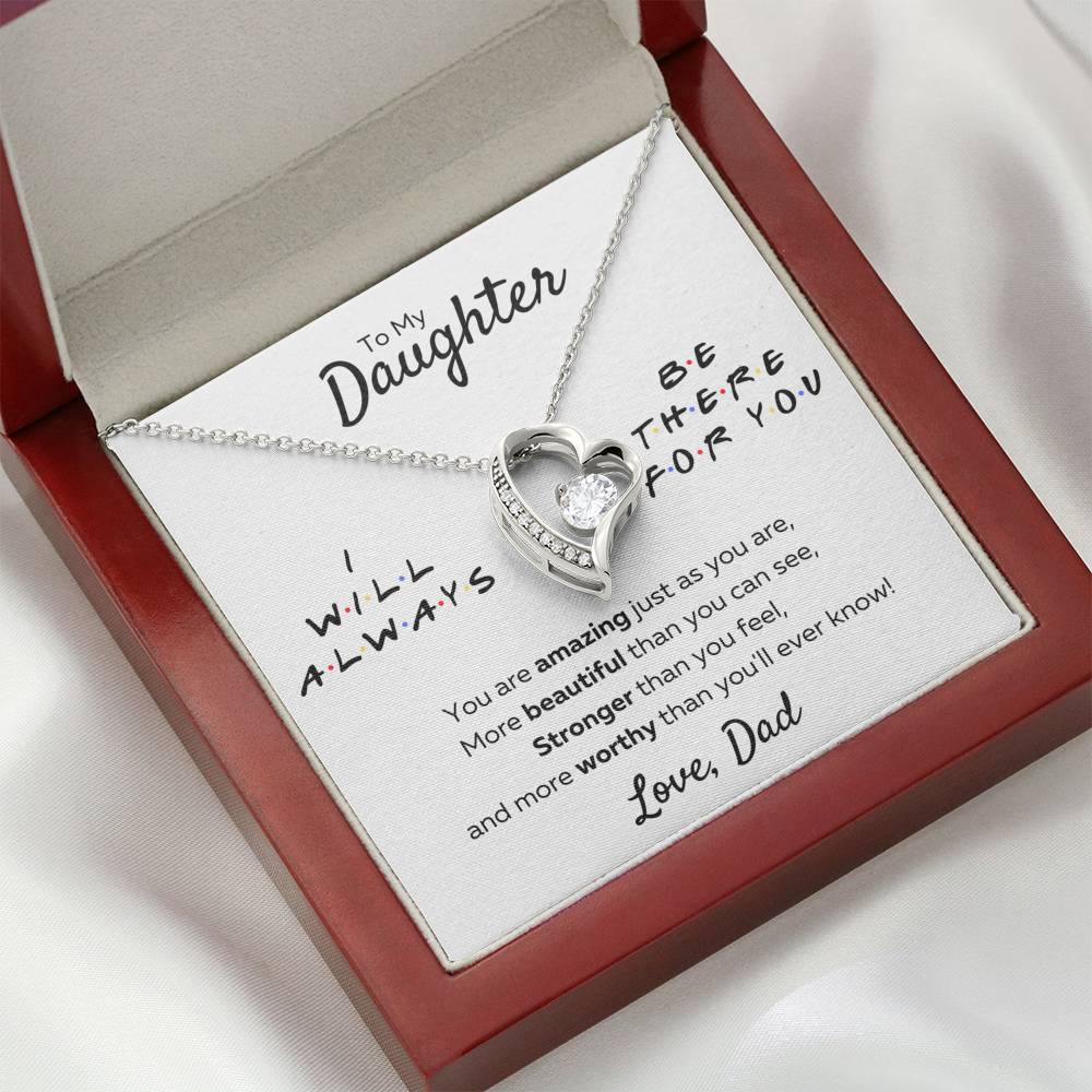 TO MY DAUGHTER FROM DAD "THERE FOR YOU - AMAZING JUST AS YOU ARE" HEART NECKLACE GIFT SET - ON CLOUD NINE GIFTS
