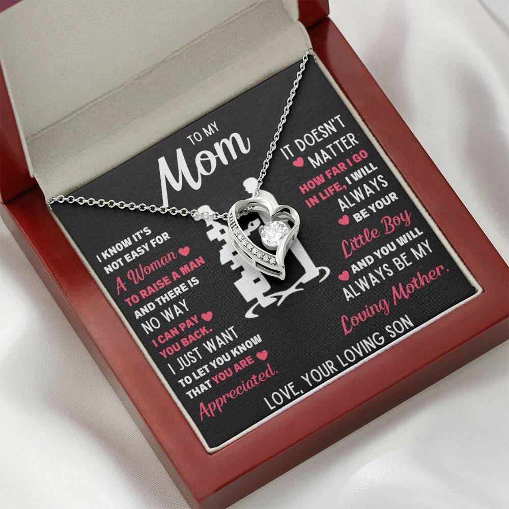 TO MY MOM LITTLE BOY WHITE HEART NECKLACE GIFT SET - ON CLOUD NINE GIFTS