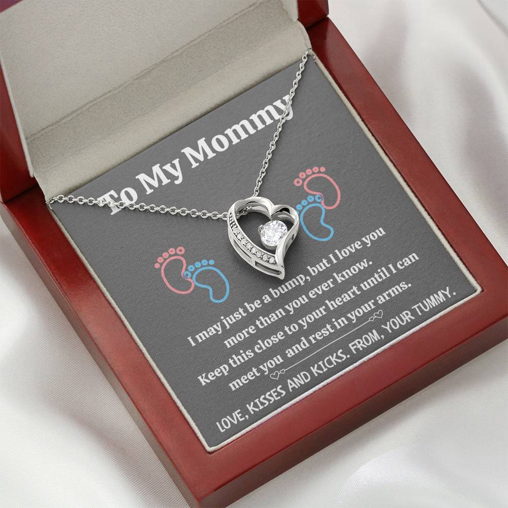 TO MY MOMMY "BABY FEET - GRAY" HEART NECKLACE GIFT SET - ON CLOUD NINE GIFTS