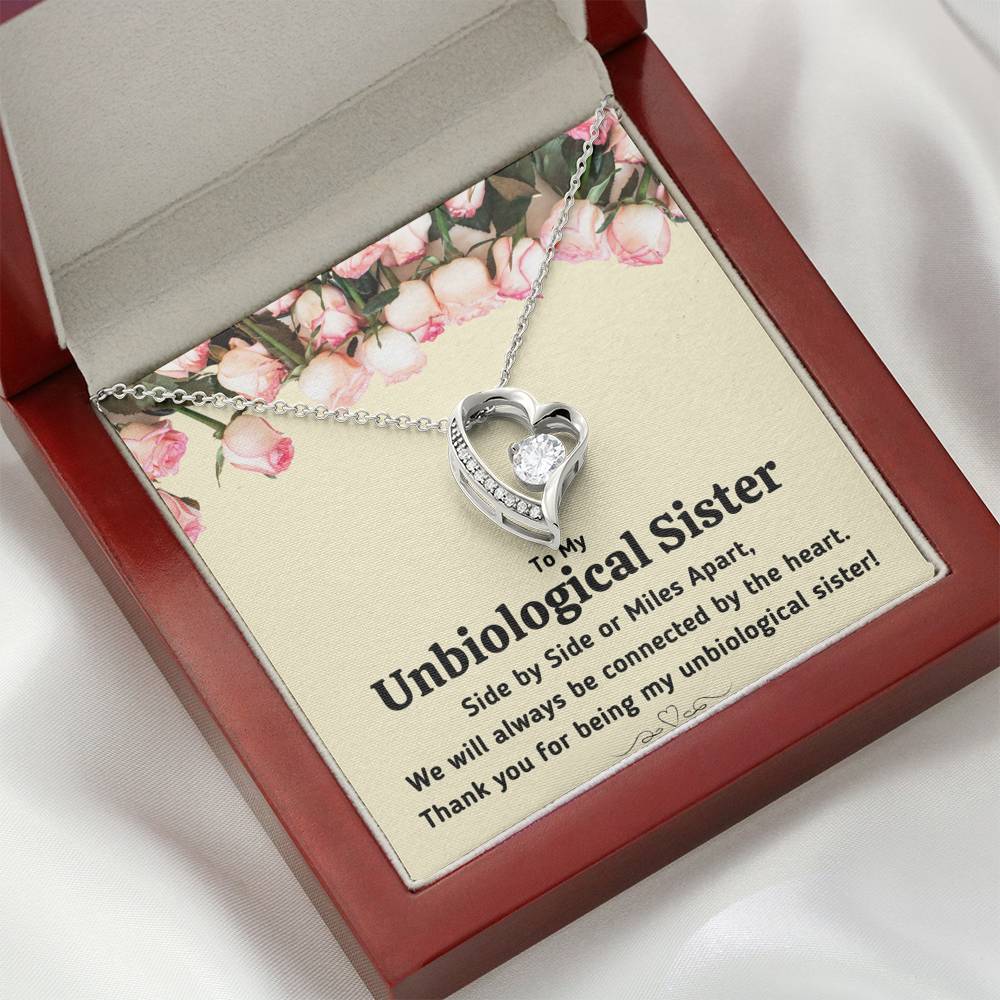 TO MY UNBIOLOGICAL SISTER "CONNECTED BY THE HEART" HEART NECKLACE GIFT SET - ON CLOUD NINE GIFTS