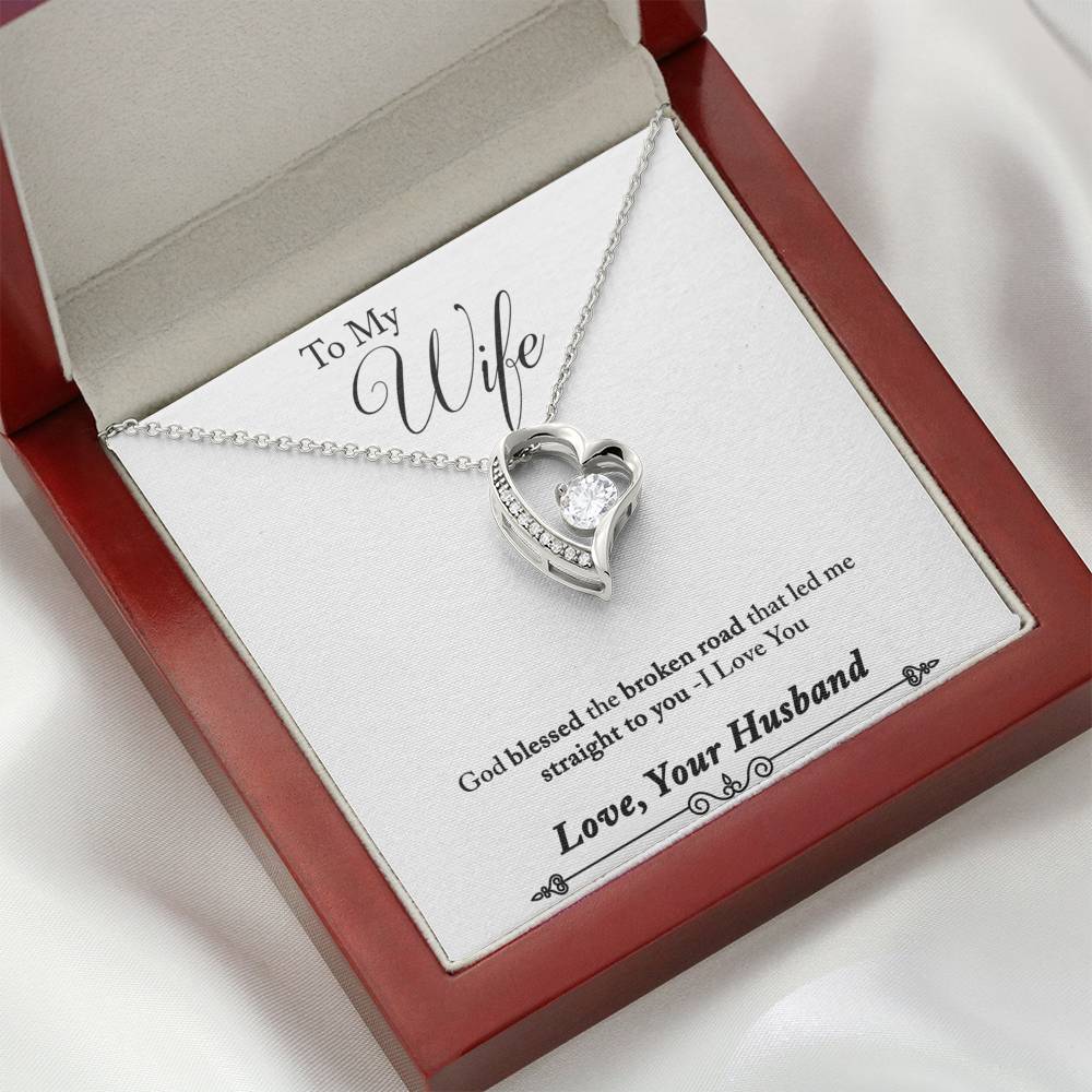 TO MY WIFE "BROKEN ROAD - SO" HEART NECKLACE GIFT SET - ON CLOUD NINE GIFTS
