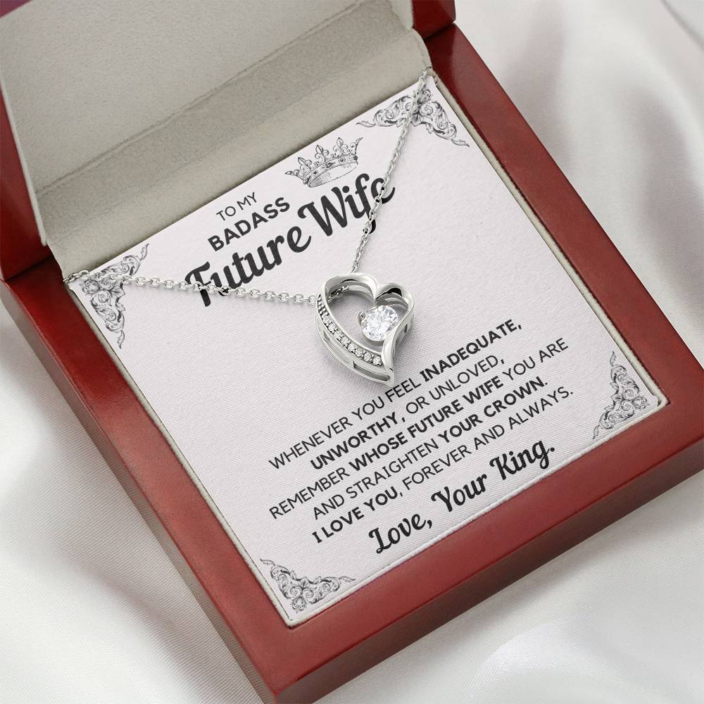 TO MY BADASS FUTURE WIFE CROWN HEART NECKLACE GIFT SET - ON CLOUD NINE GIFTS
