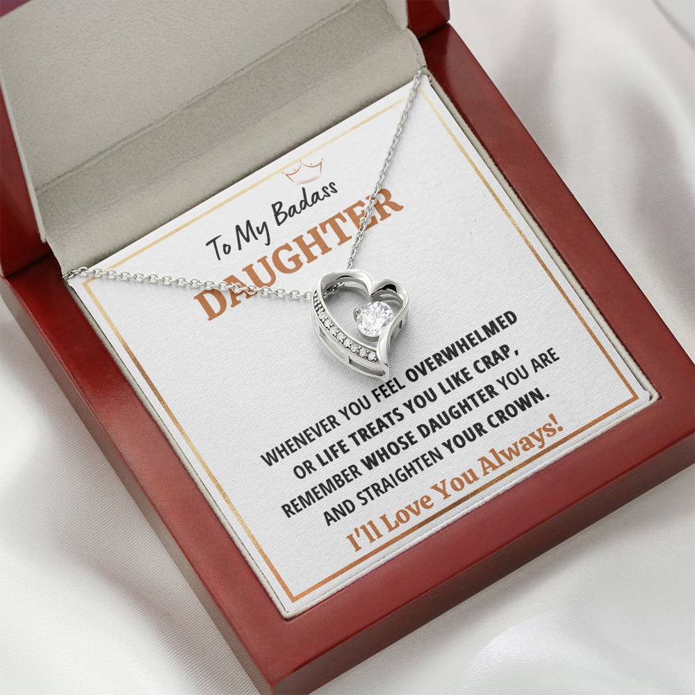 TO MY BADASS DAUGHTER "CRAP - WHITE" HEART NECKLACE GIFT SET - ON CLOUD NINE GIFTS