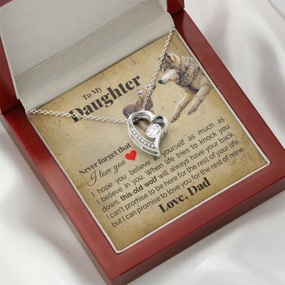 TO MY DAUGHTER "THIS OLD WOLF" HEART NECKLACE GIFT SET - ON CLOUD NINE GIFTS