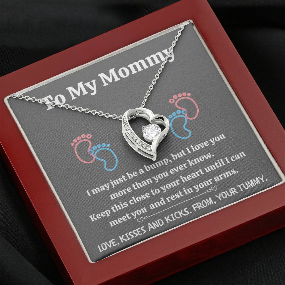 TO MY MOMMY "BABY FEET - GRAY" HEART NECKLACE GIFT SET - ON CLOUD NINE GIFTS