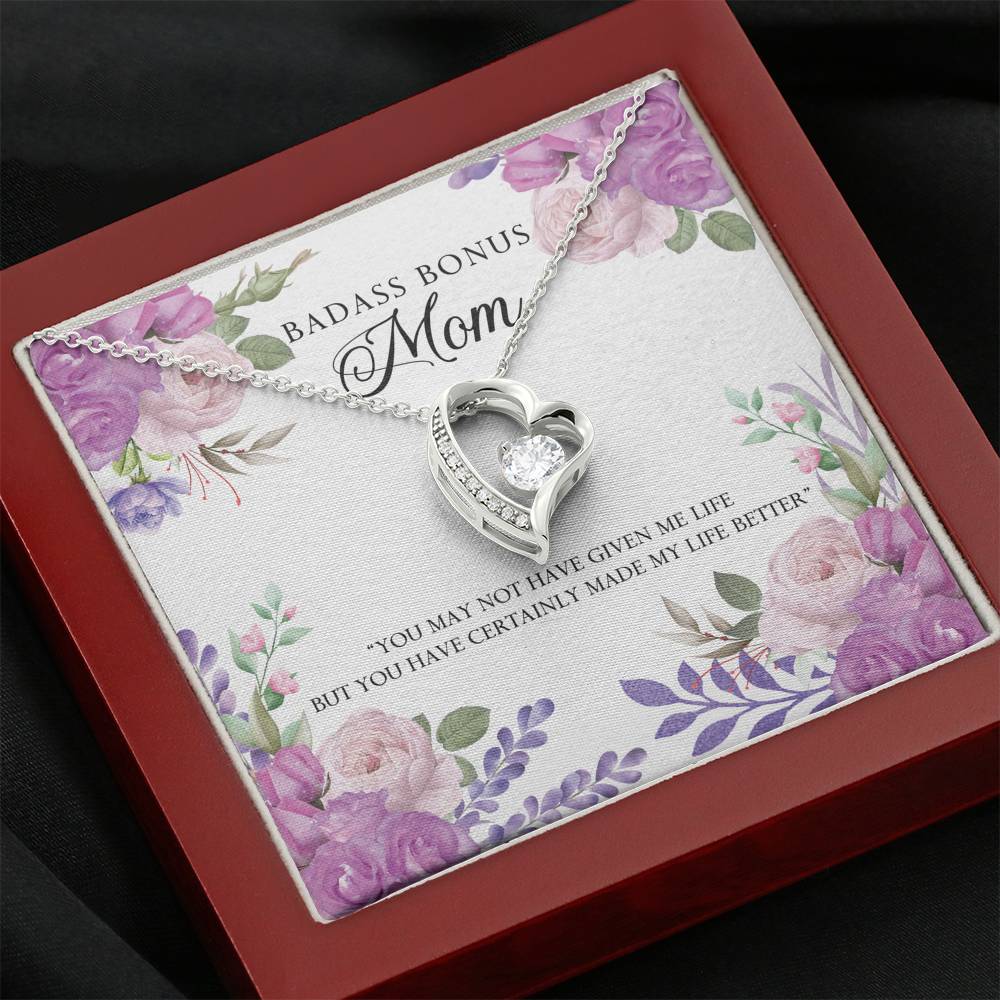 TO MY BADASS BONUS MOM "LIFE-SO" HEART NECKLACE GIFT SET - ON CLOUD NINE GIFTS