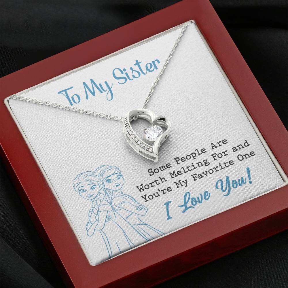 TO MY SISTER WORTH MELTING SKY BLUE HEART NECKLACE GIFT SET - ON CLOUD NINE GIFTS