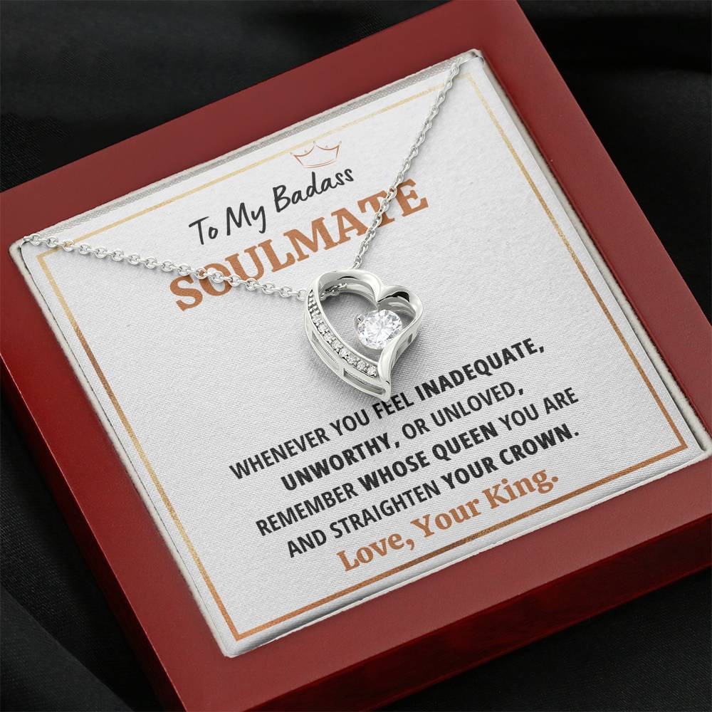 TO MY BADASS SOULMATE QUEEN HEART NECKLACE GIFT SET - ON CLOUD NINE GIFTS