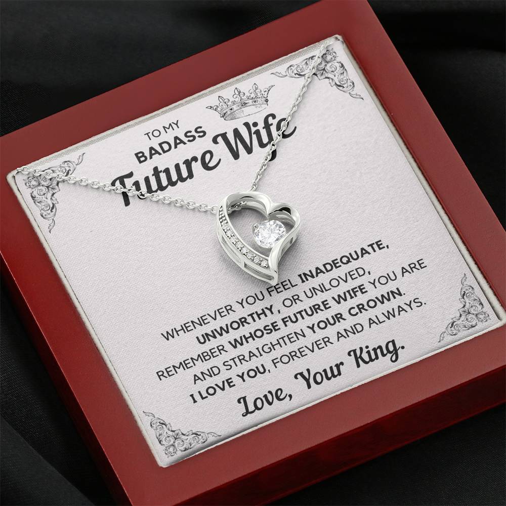 TO MY BADASS FUTURE WIFE CROWN HEART NECKLACE GIFT SET - ON CLOUD NINE GIFTS