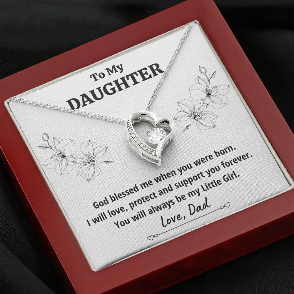 TO MY DAUGHTER FROM DAD "LITTLE GIRL" HEART NECKLACE GIFT SET - ON CLOUD NINE GIFTS