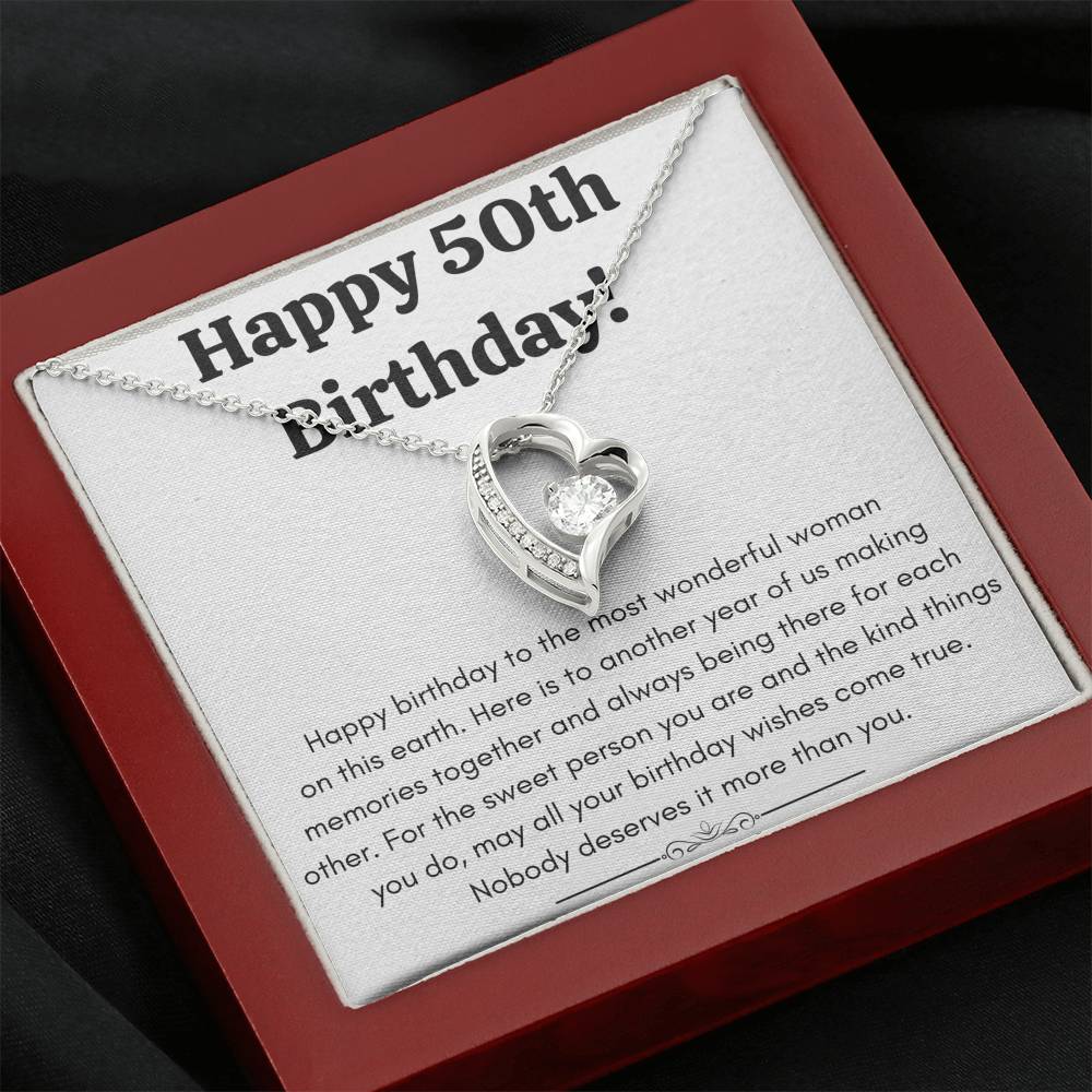 HAPPY 50TH BIRTHDAY SWEET PERSON HEART NECKLACE GIFT SET - ON CLOUD NINE GIFTS