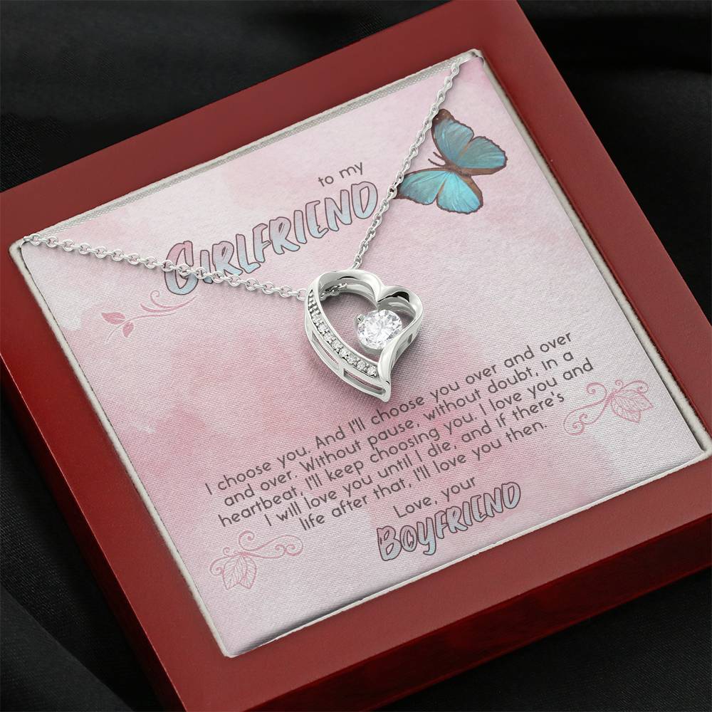 TO MY GIRLFRIEND "CHOOSE" HEART NECKLACE GIFT SET - ON CLOUD NINE GIFTS