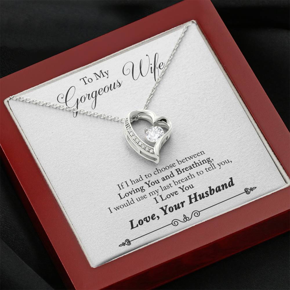 TO MY GORGEOUS WIFE "BREATHING - SO" HEART NECKLACE GIFT SET - ON CLOUD NINE GIFTS