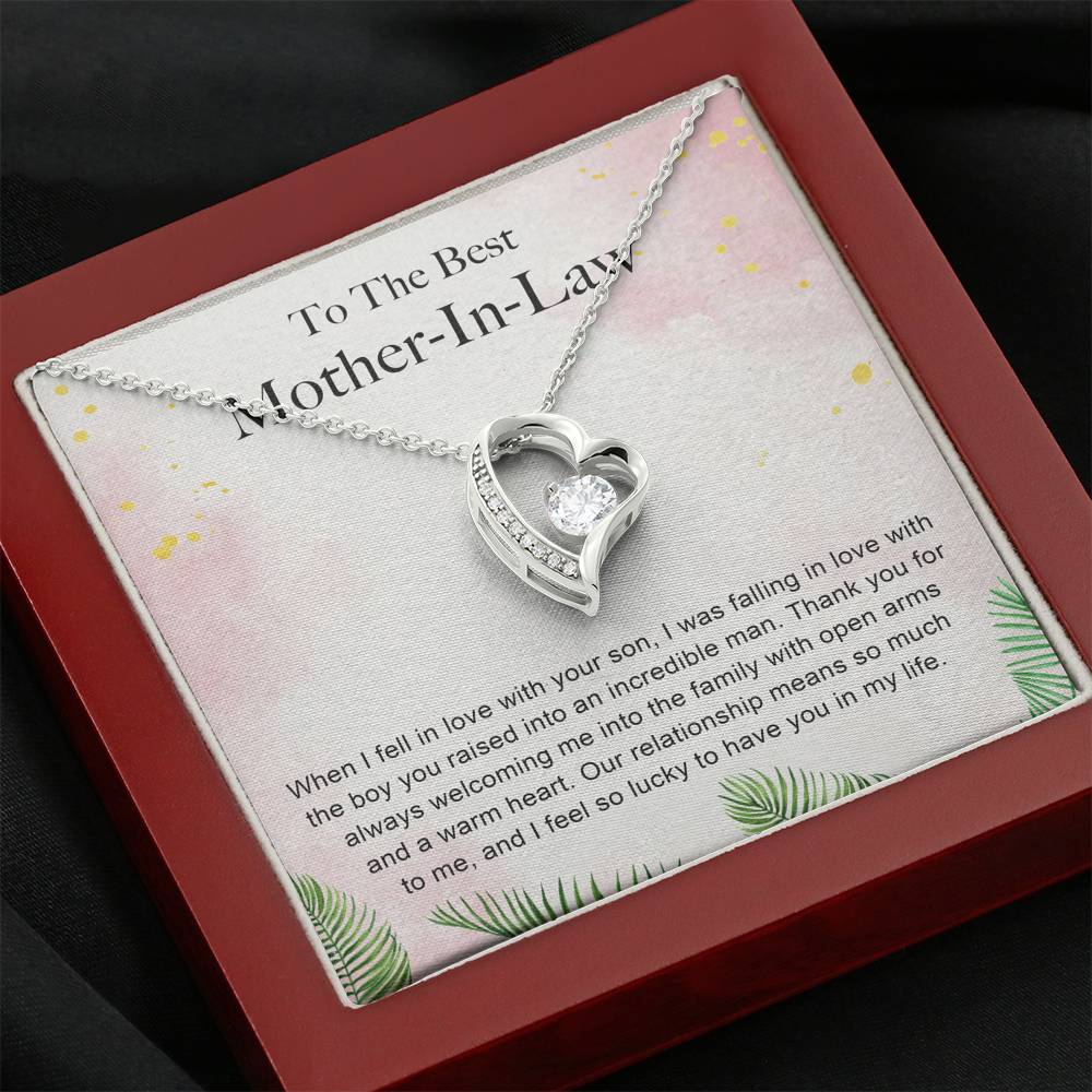 TO THE BEST MOTHER IN LAW "WARM HEART-PB" HEART NECKLACE GIFT SET - ON CLOUD NINE GIFTS