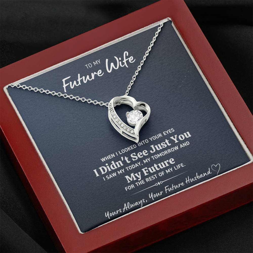 TO MY FUTURE WIFE "LOOKED INTO YOUR EYES" HEART NECKLACE GIFT SET - ON CLOUD NINE GIFTS