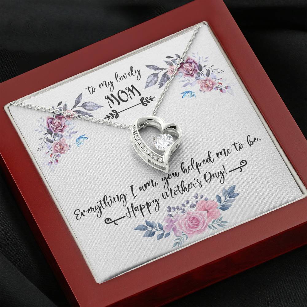 TO MY LOVELY MOM "EVERYTHING I AM PB" HEART NECKLACE GIFT SET - ON CLOUD NINE GIFTS