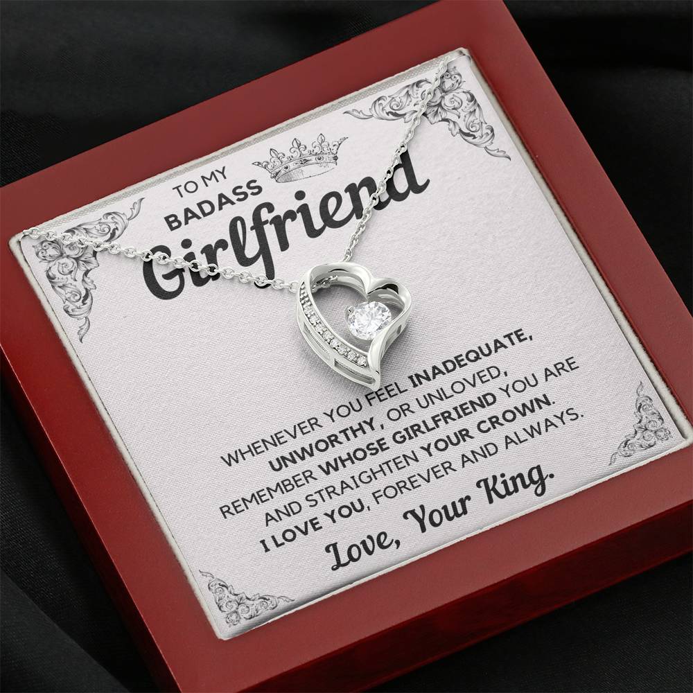 TO MY BADASS GIRLFRIEND CROWN HEART NECKLACE GIFT SET - ON CLOUD NINE GIFTS