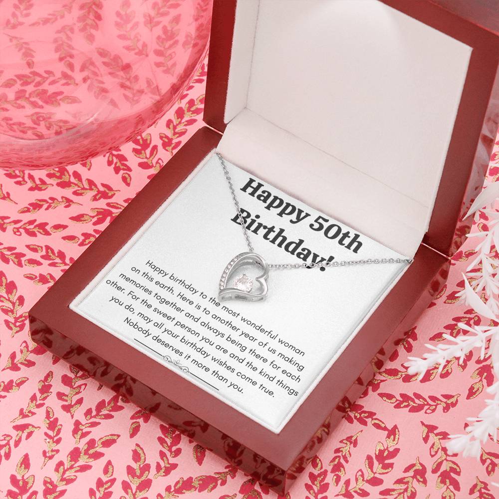 HAPPY 50TH BIRTHDAY SWEET PERSON HEART NECKLACE GIFT SET - ON CLOUD NINE GIFTS