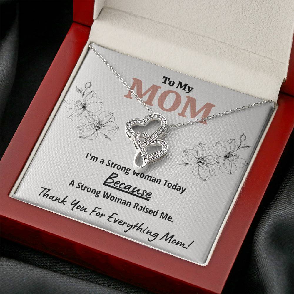 TO MY MOM "STRONG WOMAN" DOUBLE HEARTS NECKLACE GIFT SET - ON CLOUD NINE GIFTS