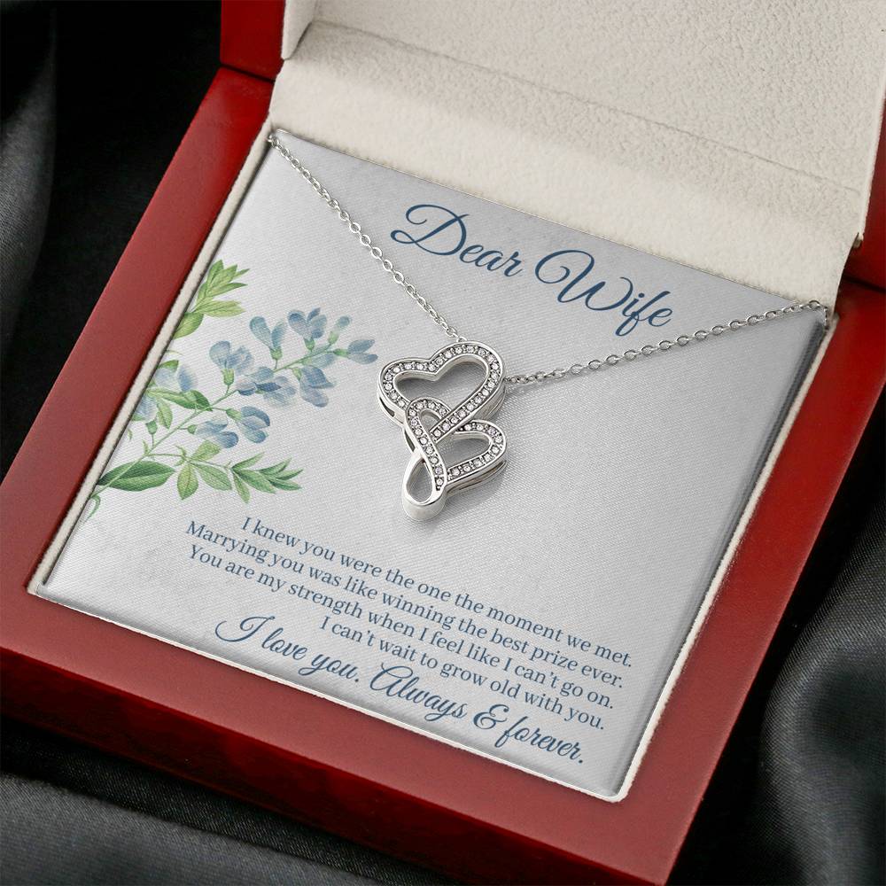 DEAR WIFE "THE ONE" DOUBLE HEARTS NECKLACE GIFT SET - ON CLOUD NINE GIFTS