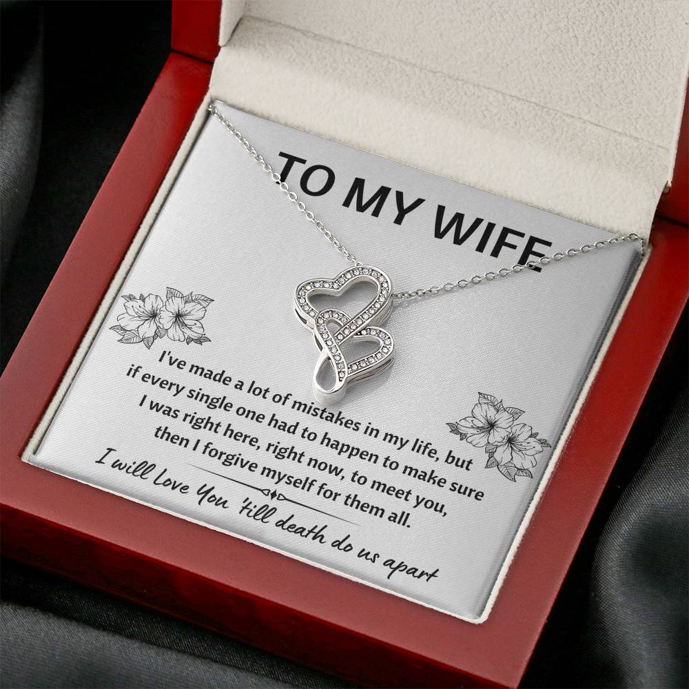 TO MY WIFE "MISTAKES" DOUBLE HEARTS NECKLACE GIFT SET - ON CLOUD NINE GIFTS