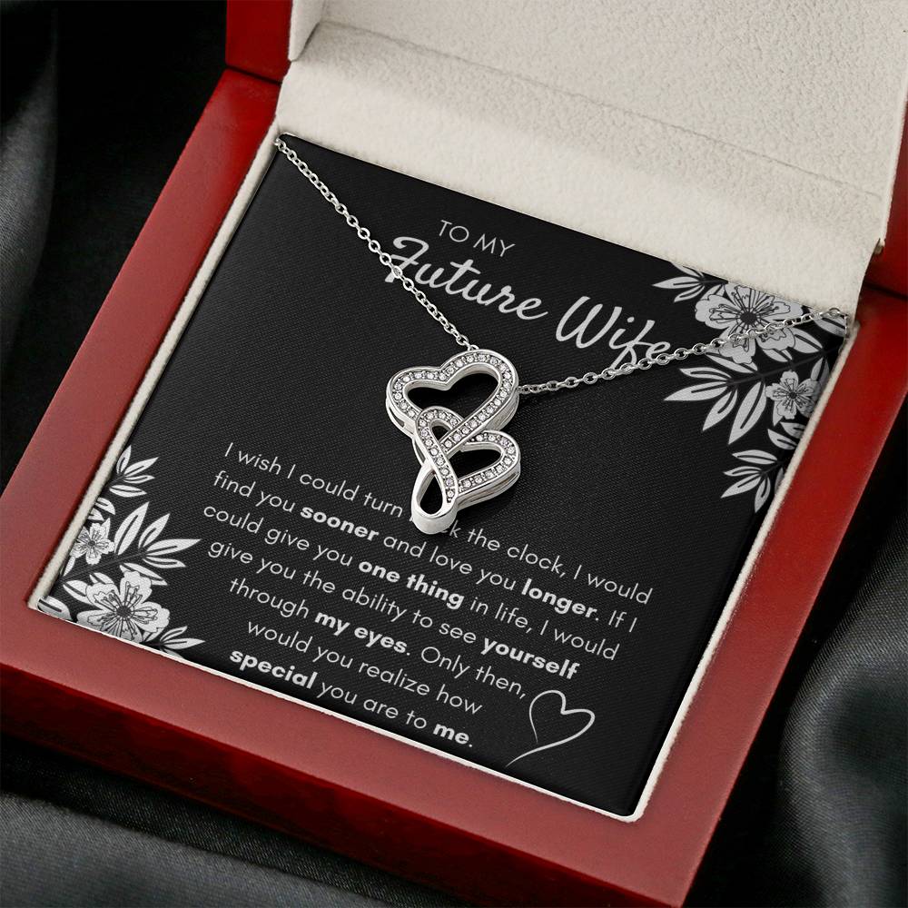 TO MY FUTURE WIFE "FIND YOU SOONER" DOUBLE HEARTS NECKLACE GIFT SET - ON CLOUD NINE GIFTS