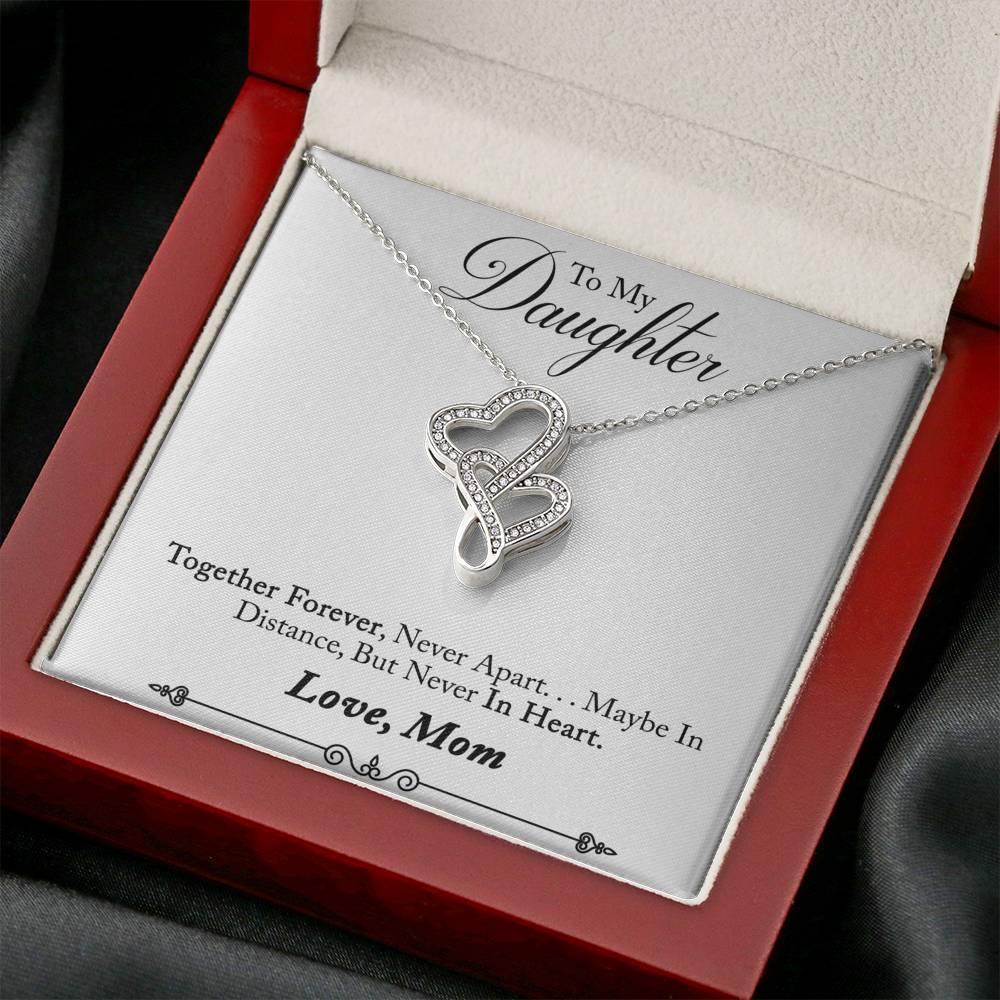 TO MY DAUGHTER "NEVER IN HEART - SO" DOUBLE HEARTS NECKLACE GIFT SET - ON CLOUD NINE GIFTS