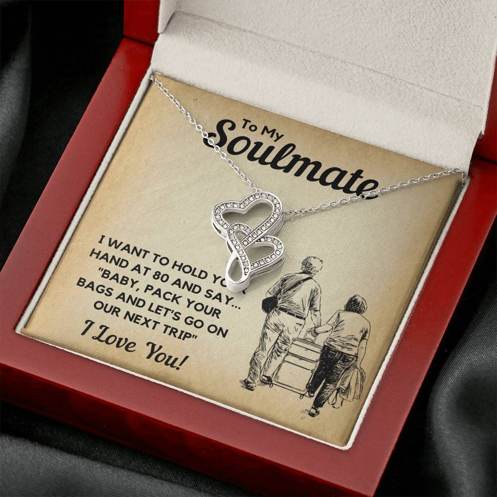 TO MY SOULMATE BAGS DOUBLE HEARTS NECKLACE GIFT SET - ON CLOUD NINE GIFTS