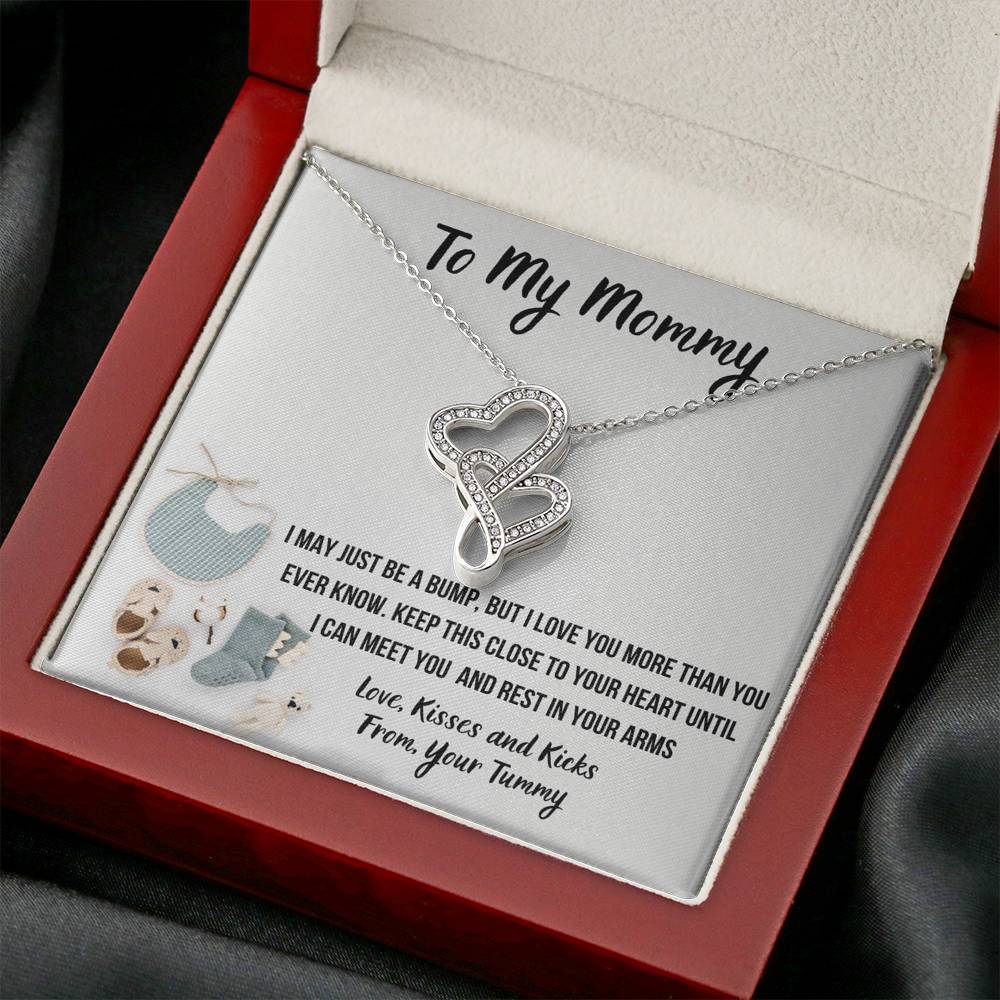 TO MY MOMMY "BABY F" DOUBLE HEARTS NECKLACE GIFT SET - ON CLOUD NINE GIFTS