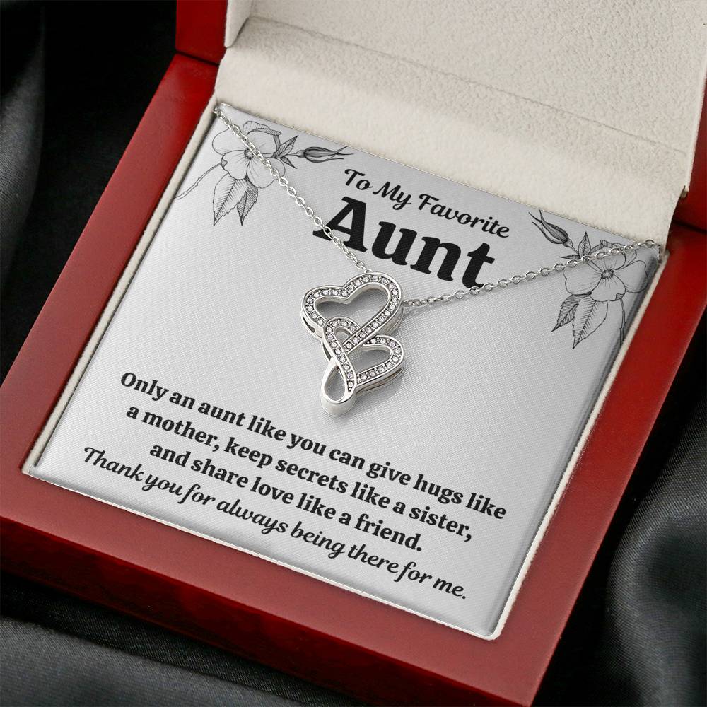 TO MY FAV AUNT "LIKE" DOUBLE HEARTS NECKLACE GIFT SET - ON CLOUD NINE GIFTS