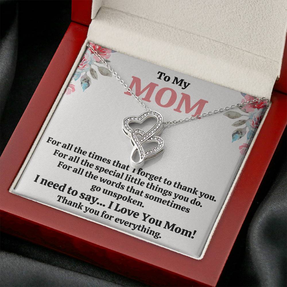 TO MY MOM "FOR ALL" DOUBLE HEARTS NECKLACE GIFT SET - ON CLOUD NINE GIFTS