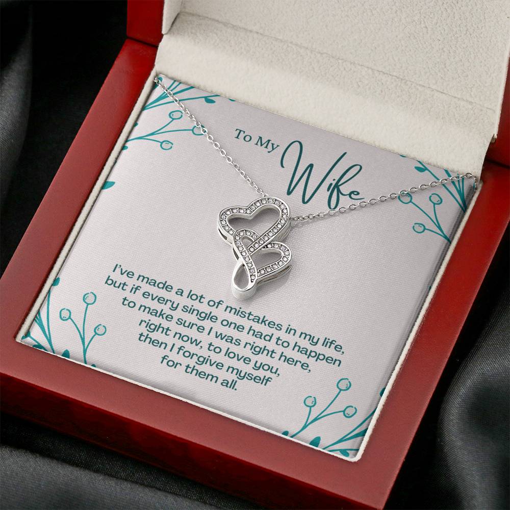 TO MY WIFE "MISTAKES - SO" DOUBLE HEARTS NECKLACE GIFT SET - ON CLOUD NINE GIFTS