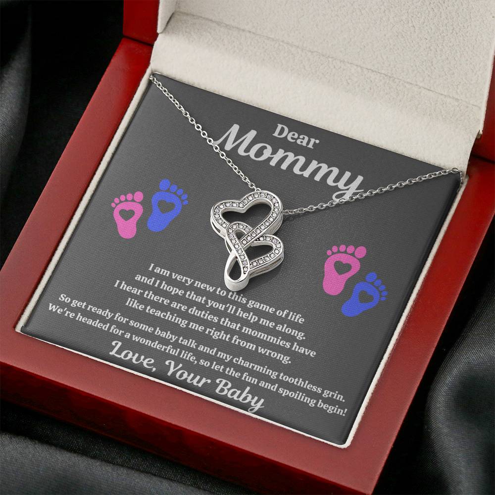 DEAR MOMMY "SPOILING HEART-FEET" DOUBLE HEARTS NECKLACE GIFT SET - ON CLOUD NINE GIFTS