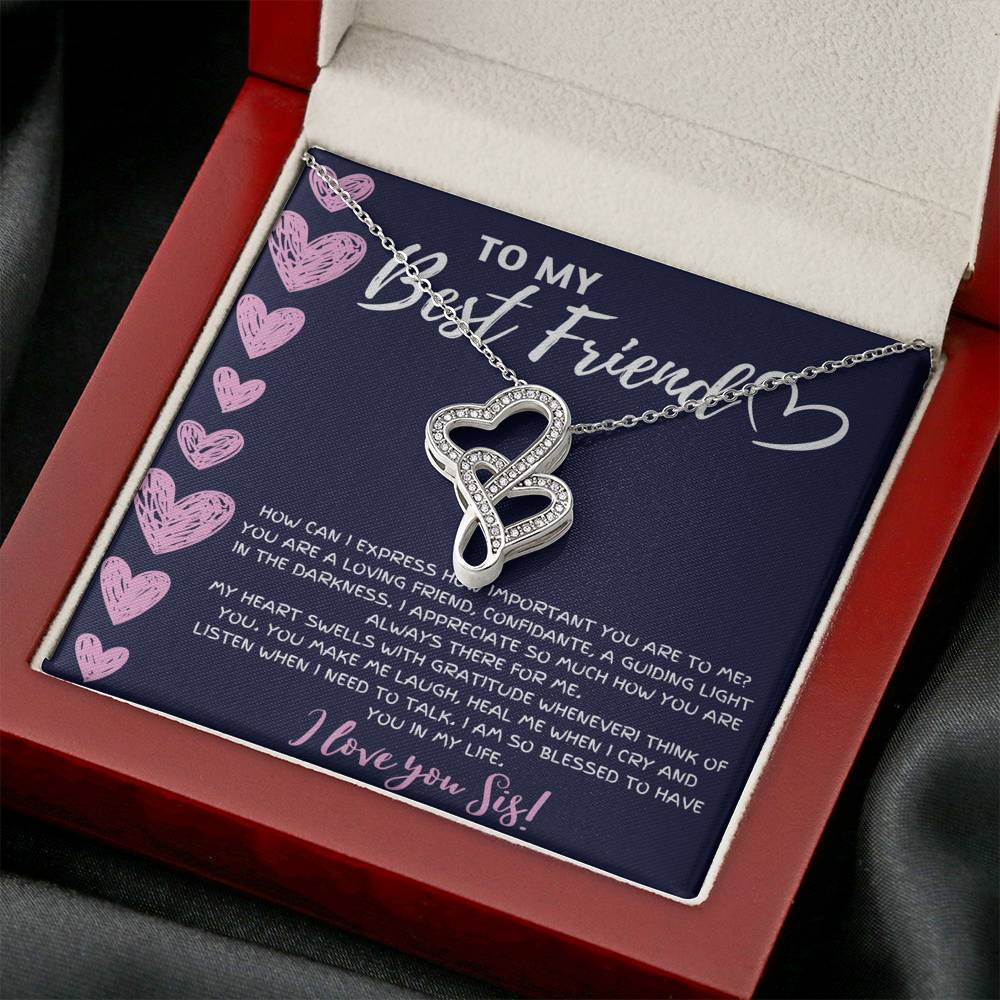 TO MY BEST FRIEND "BLESSED TO HAVE YOU IN MY LIFE" DOUBLE HEARTS NECKLACE GIFT SET - ON CLOUD NINE GIFTS