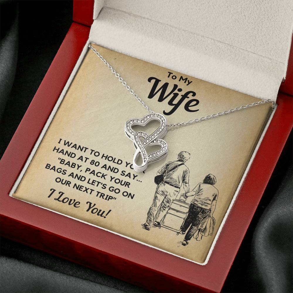 TO MY WIFE BAGS DOUBLE HEARTS NECKLACE GIFT SET - ON CLOUD NINE GIFTS