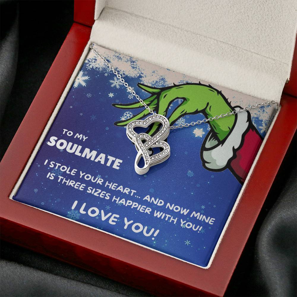 TO MY SOULMATE "THREE SIZES HAPPIER" DOUBLE HEARTS NECKLACE GIFT SET - ON CLOUD NINE GIFTS