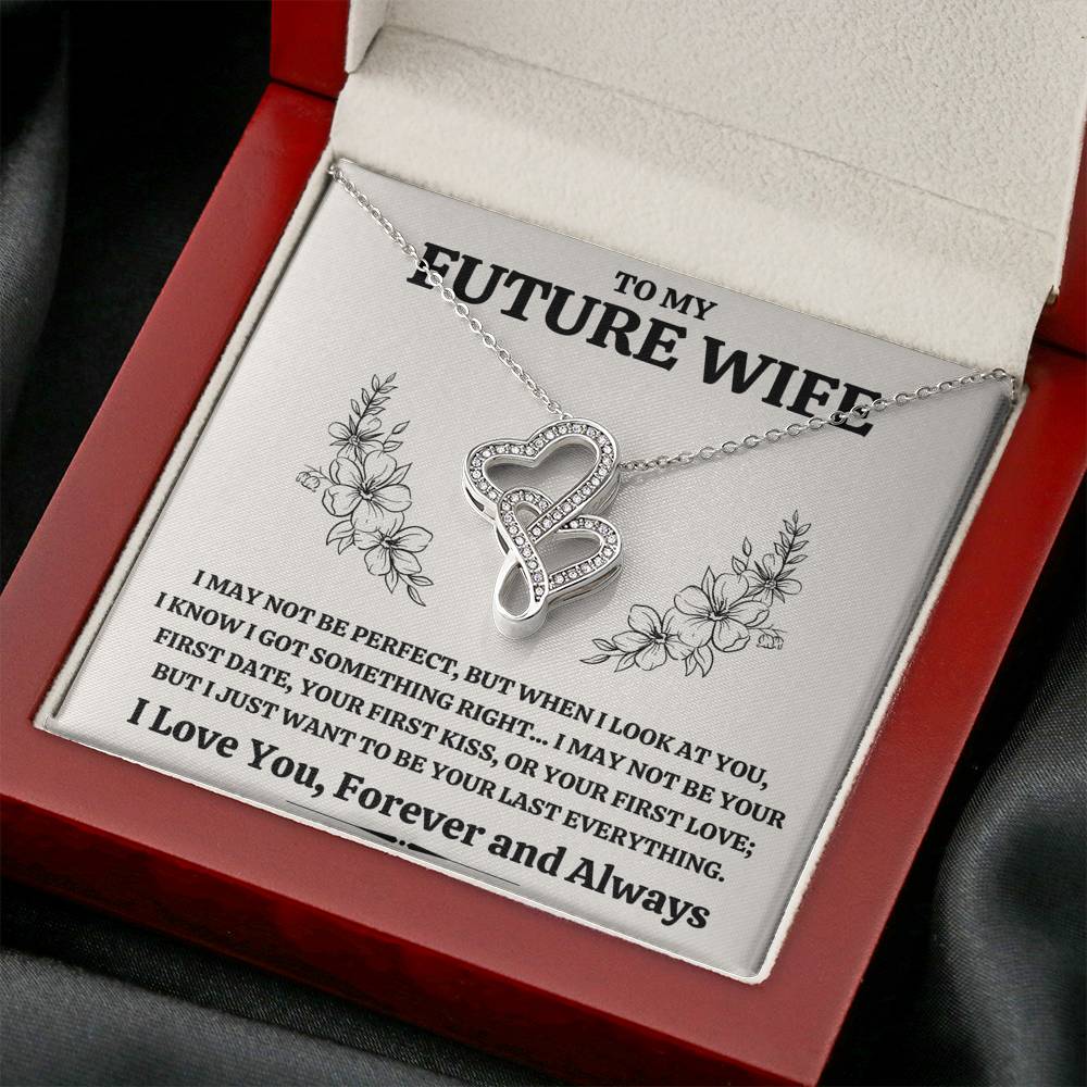 TO MY FUTURE WIFE "SOMETHING RIGHT" DOUBLE HEARTS NECKLACE GIFT SET - ON CLOUD NINE GIFTS