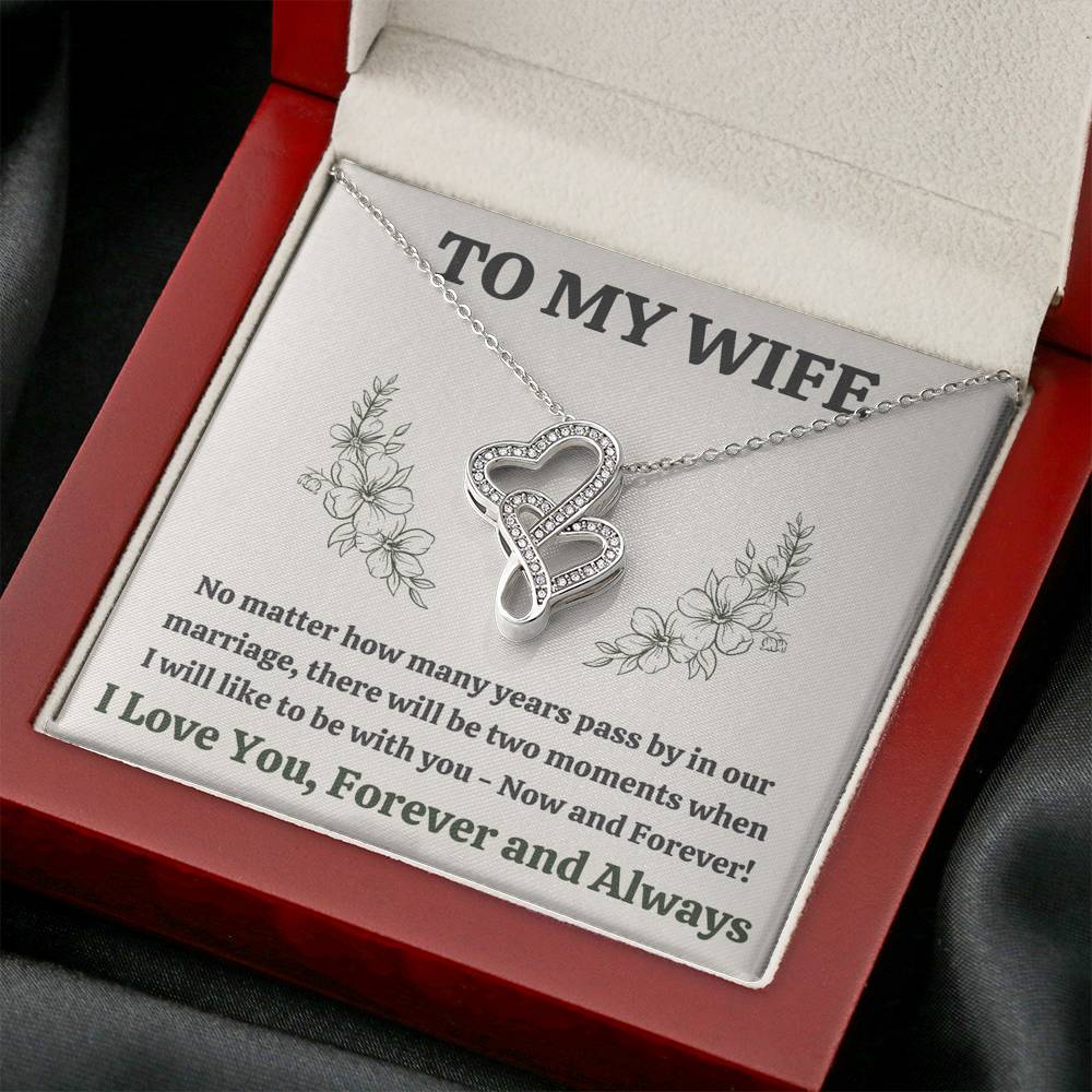TO MY WIFE "MOMENTS" DOUBLE HEARTS NECKLACE GIFT SET - ON CLOUD NINE GIFTS