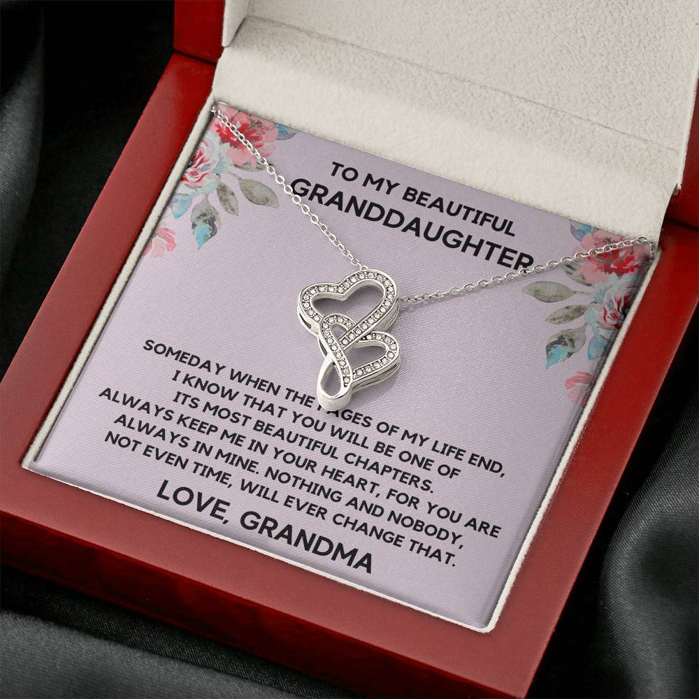 TO MY BEAUTIFUL GRANDDAUGHTER FROM GRANDMA CHAPTERS FLOWERS DOUBLE HEARTS NECKLACE GIFT SET - ON CLOUD NINE GIFTS