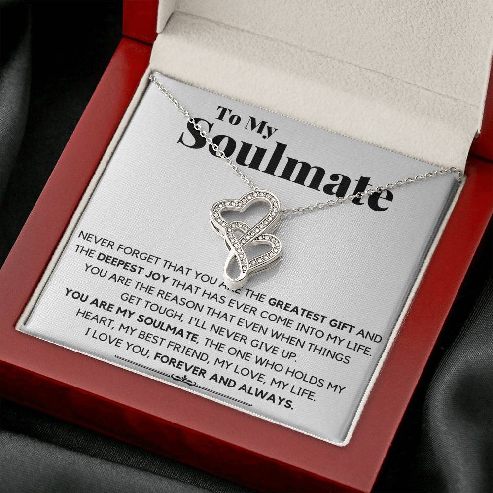 TO MY SOULMATE DEEPEST JOY DOUBLE HEART NECKLACE GIFT SET - ON CLOUD NINE GIFTS